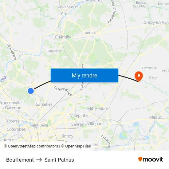 Bouffemont to Saint-Pathus map