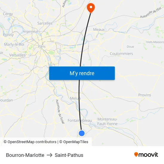 Bourron-Marlotte to Saint-Pathus map