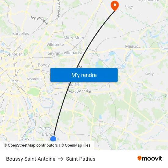 Boussy-Saint-Antoine to Saint-Pathus map
