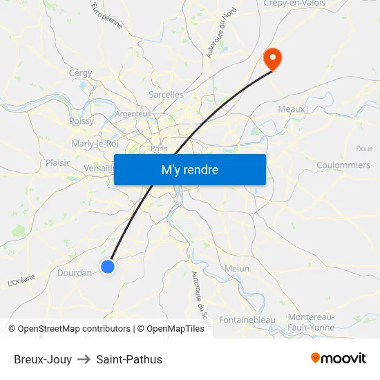 Breux-Jouy to Saint-Pathus map