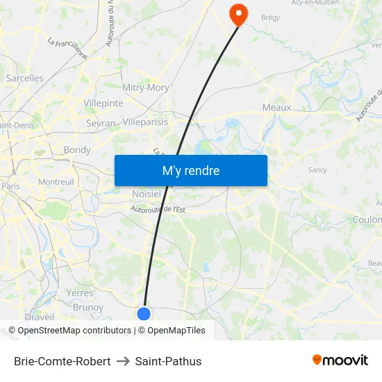 Brie-Comte-Robert to Saint-Pathus map