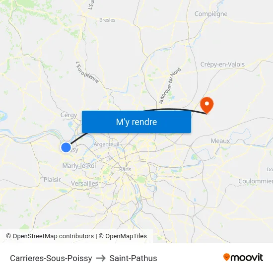 Carrieres-Sous-Poissy to Saint-Pathus map