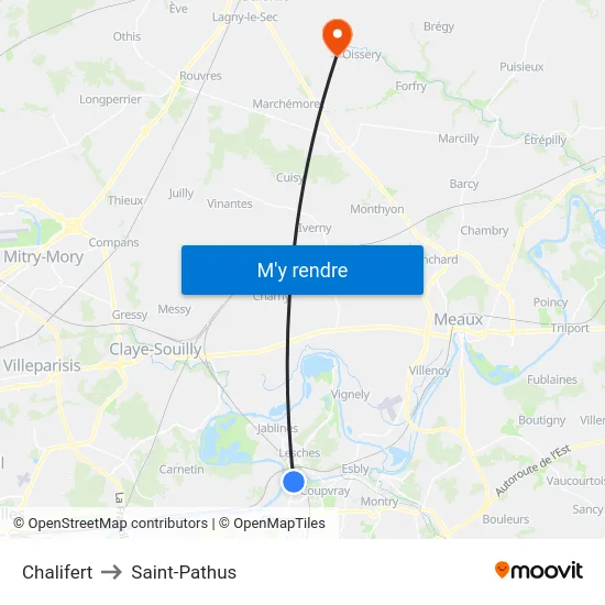 Chalifert to Saint-Pathus map