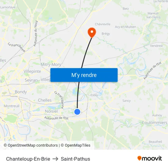 Chanteloup-En-Brie to Saint-Pathus map