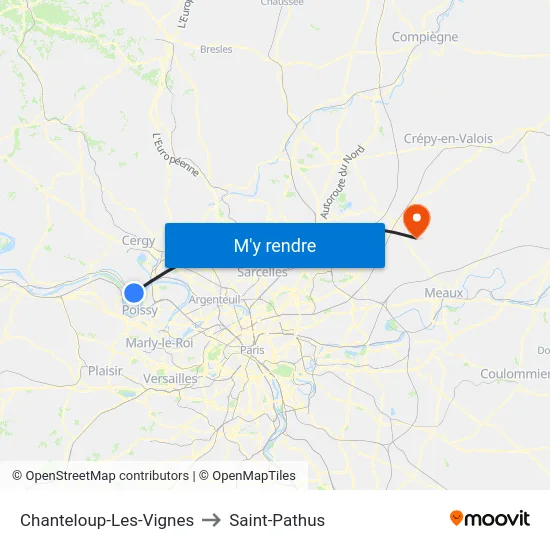 Chanteloup-Les-Vignes to Saint-Pathus map