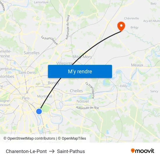 Charenton-Le-Pont to Saint-Pathus map