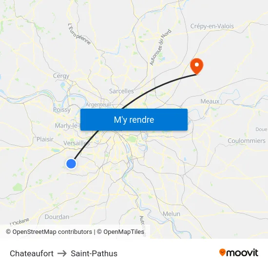 Chateaufort to Saint-Pathus map
