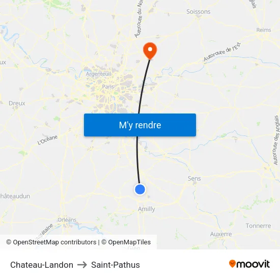 Chateau-Landon to Saint-Pathus map