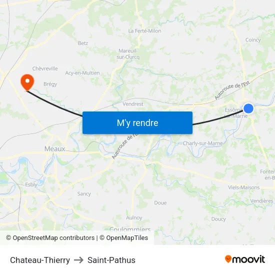 Chateau-Thierry to Saint-Pathus map