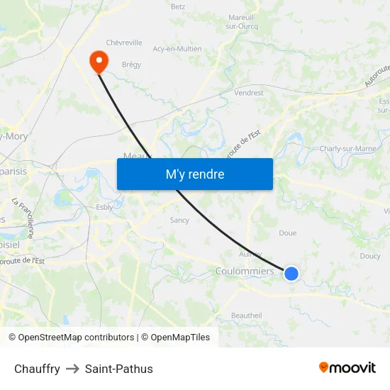Chauffry to Saint-Pathus map