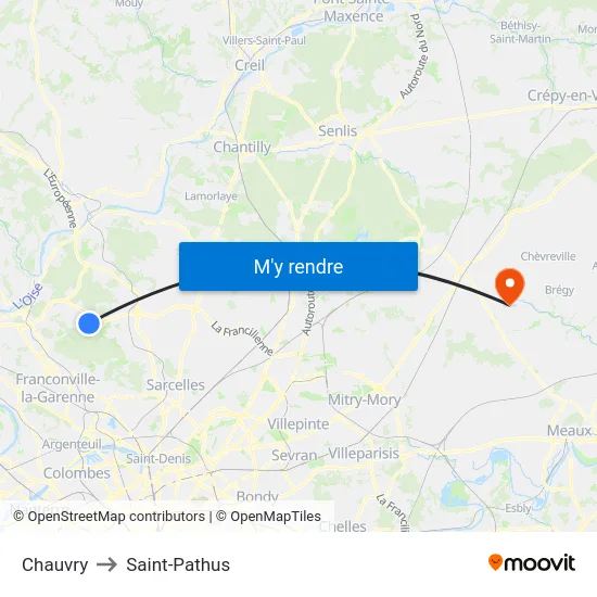 Chauvry to Saint-Pathus map