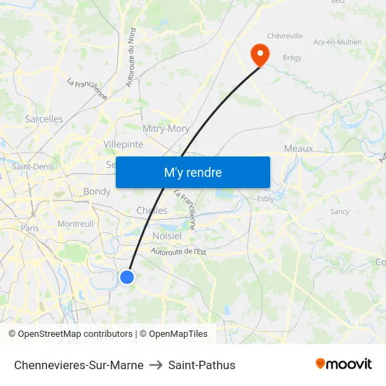 Chennevieres-Sur-Marne to Saint-Pathus map