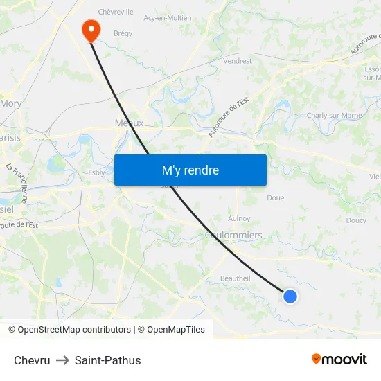 Chevru to Saint-Pathus map