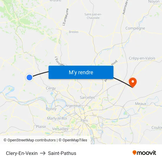 Clery-En-Vexin to Saint-Pathus map