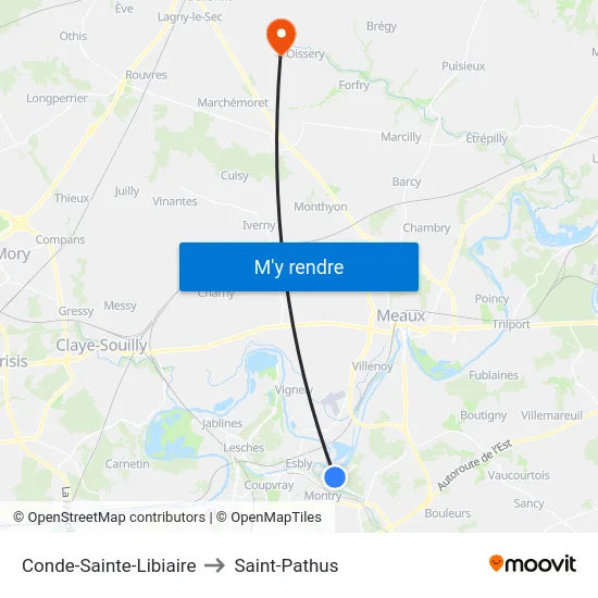 Conde-Sainte-Libiaire to Saint-Pathus map