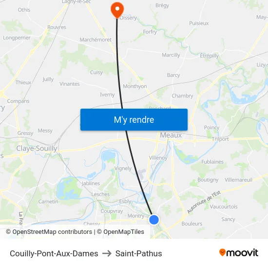 Couilly-Pont-Aux-Dames to Saint-Pathus map