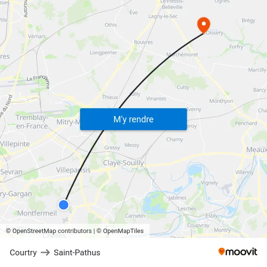 Courtry to Saint-Pathus map