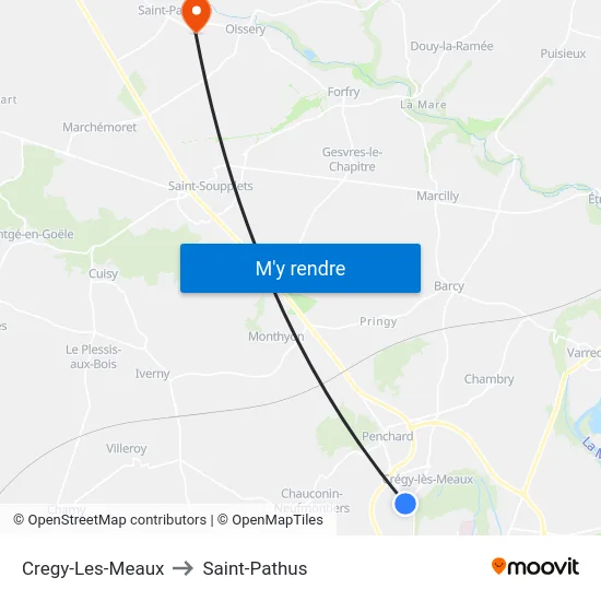 Cregy-Les-Meaux to Saint-Pathus map
