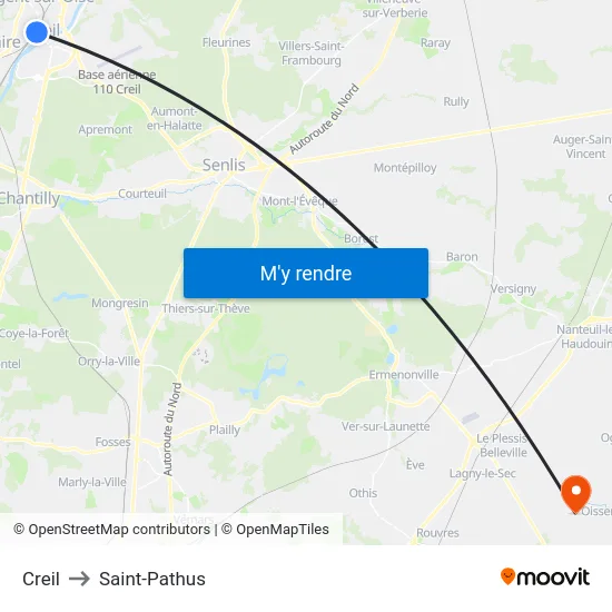 Creil to Saint-Pathus map