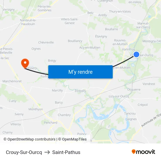 Crouy-Sur-Ourcq to Saint-Pathus map
