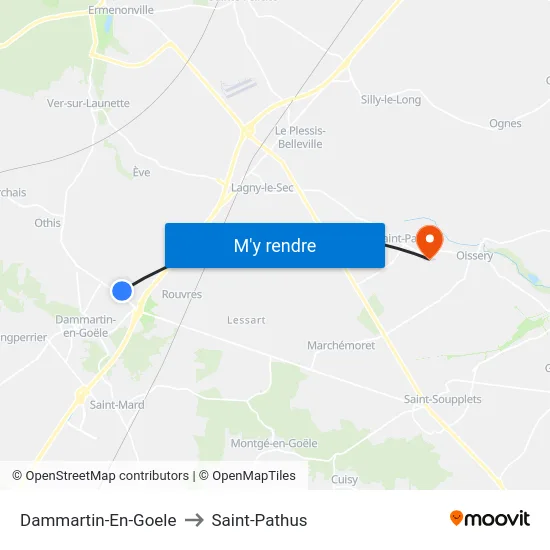 Dammartin-En-Goele to Saint-Pathus map