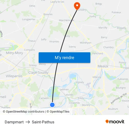 Dampmart to Saint-Pathus map
