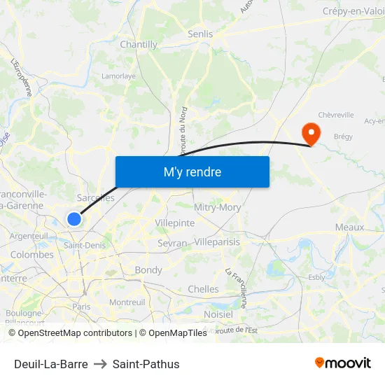 Deuil-La-Barre to Saint-Pathus map
