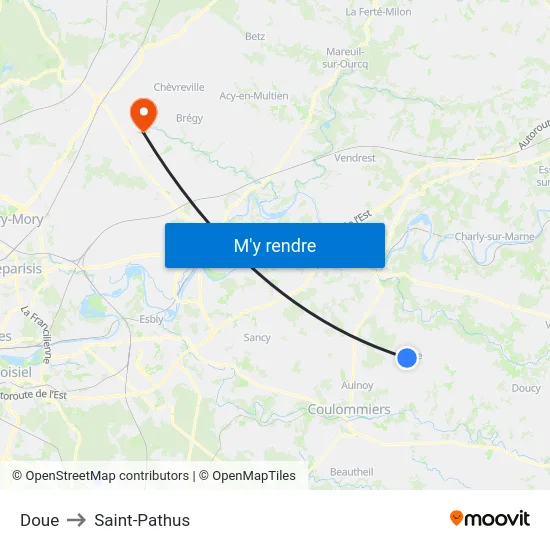 Doue to Saint-Pathus map
