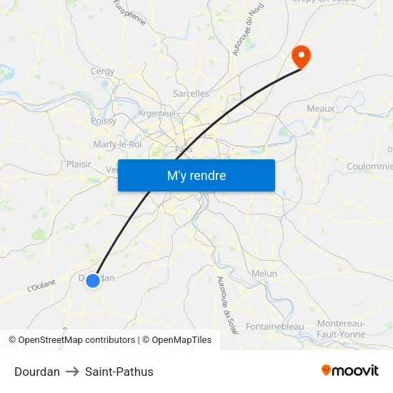 Dourdan to Saint-Pathus map