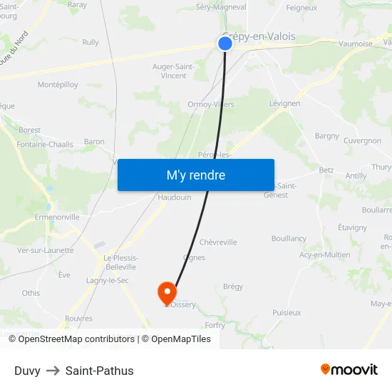 Duvy to Saint-Pathus map