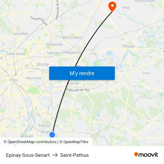 Epinay-Sous-Senart to Saint-Pathus map