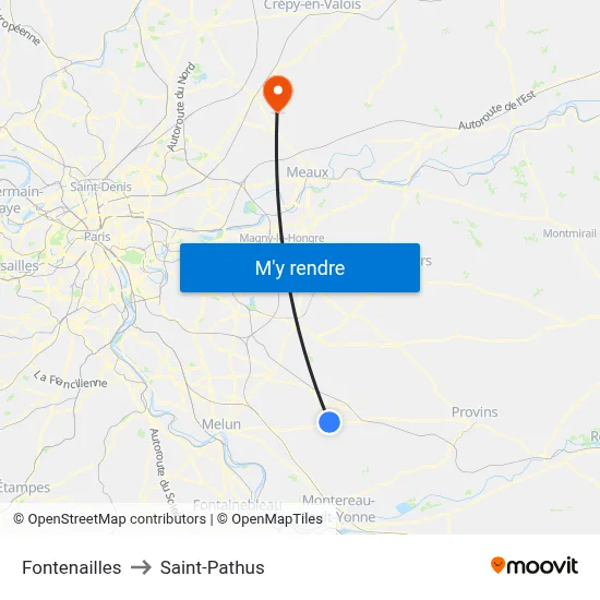 Fontenailles to Saint-Pathus map