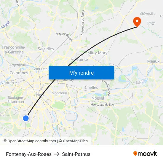 Fontenay-Aux-Roses to Saint-Pathus map