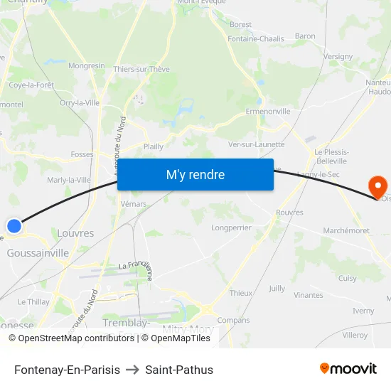 Fontenay-En-Parisis to Saint-Pathus map