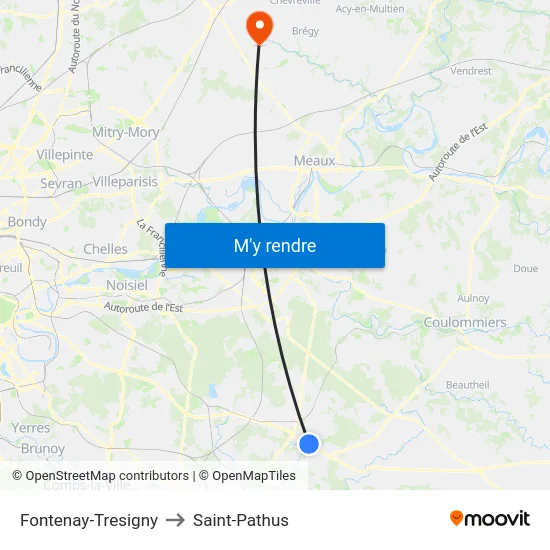 Fontenay-Tresigny to Saint-Pathus map