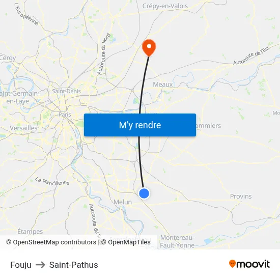 Fouju to Saint-Pathus map