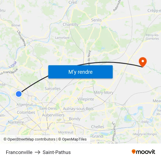 Franconville to Saint-Pathus map