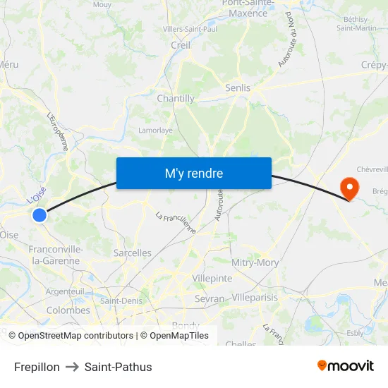 Frepillon to Saint-Pathus map