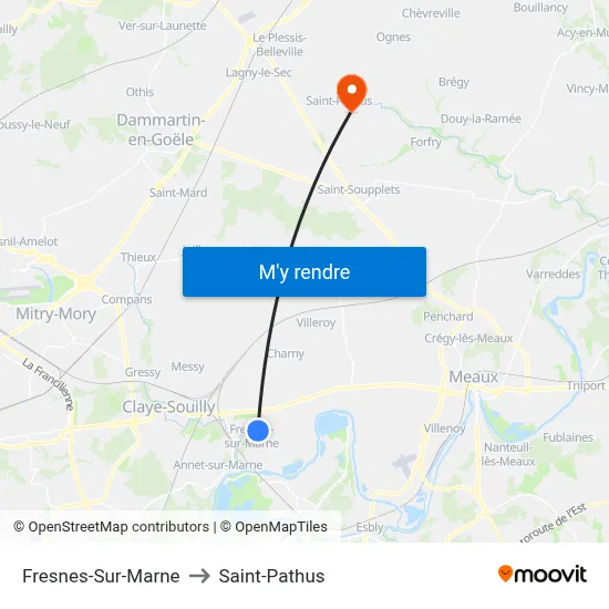 Fresnes-Sur-Marne to Saint-Pathus map