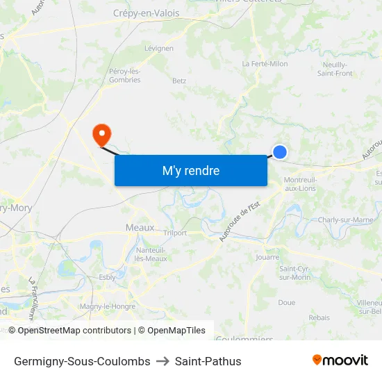 Germigny-Sous-Coulombs to Saint-Pathus map
