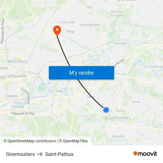 Giremoutiers to Saint-Pathus map