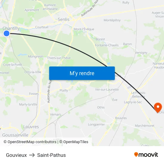 Gouvieux to Saint-Pathus map