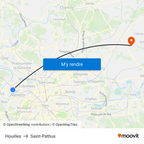 Houilles to Saint-Pathus map