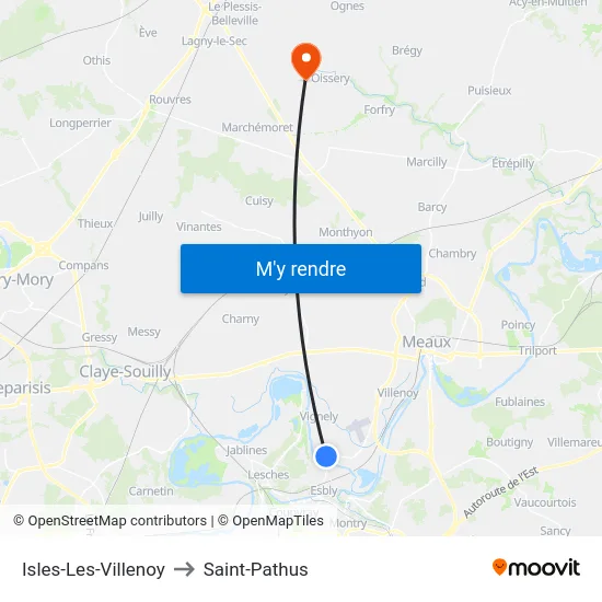 Isles-Les-Villenoy to Saint-Pathus map