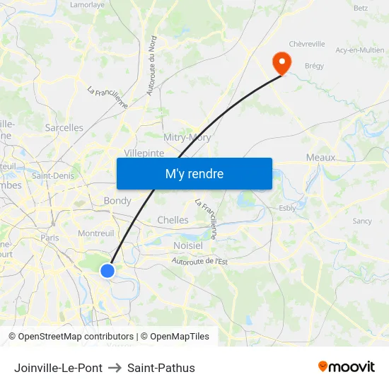 Joinville-Le-Pont to Saint-Pathus map