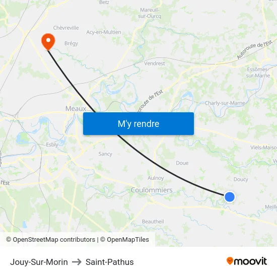 Jouy-Sur-Morin to Saint-Pathus map