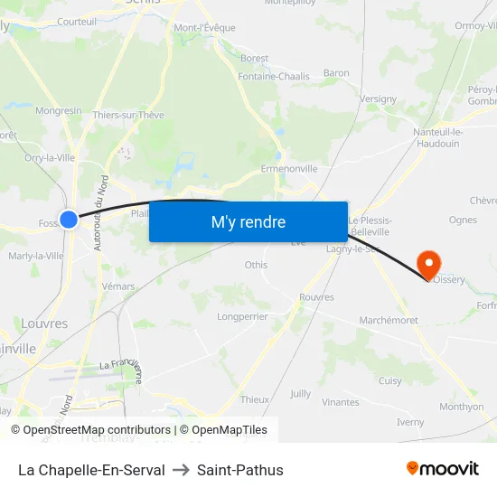 La Chapelle-En-Serval to Saint-Pathus map