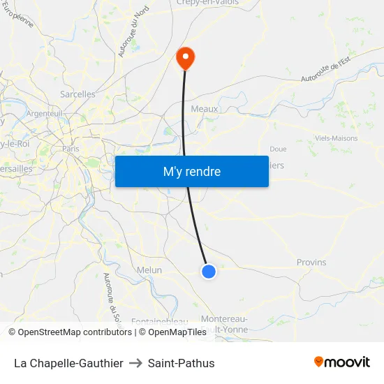 La Chapelle-Gauthier to Saint-Pathus map