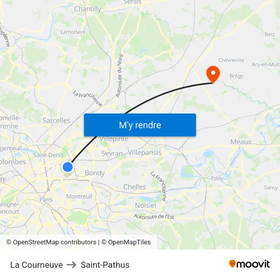 La Courneuve to Saint-Pathus map