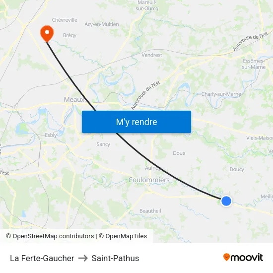 La Ferte-Gaucher to Saint-Pathus map